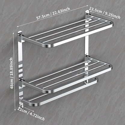 CAXIMSY 22.8Inch Towel Rack for Bathroom and Lavatory Towel Hanger with Wall Mount Towel Bars 304 Stainless Steel No Drill (Collapsible Towel Rack)