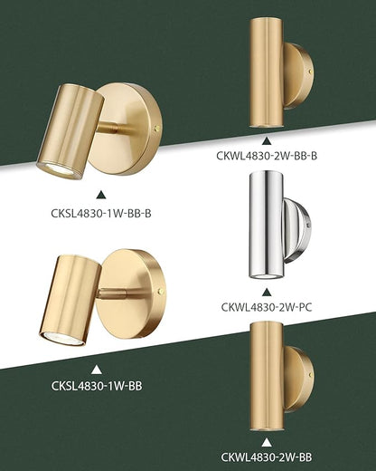 Gold Wall Sconce, Modern Wall Light Fixture, LED Track Lighting with GU10 Bulb for Bedroom Entryway Bathroom Kitchen,CKSL4830-1W-BB-B