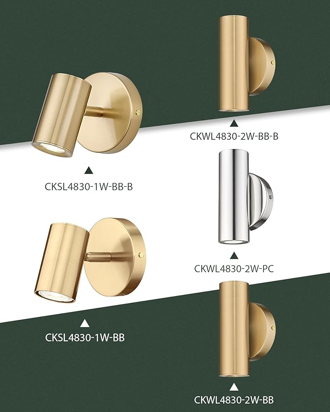 2-Light Wall Light, Brass Gold Wall Sconce, Indoor Up and Down Wall Lamp for Bedroom Bathroom Stair Entryway (1 Pack), WL4830-2W-BB