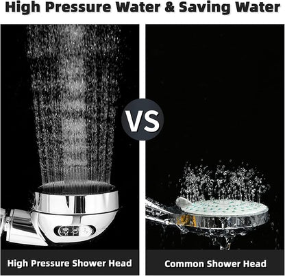 Marbrasse 3-Settings Handheld High Pressure Showerhead with ON/Off Full Shutoff Push Button,Water-saving Camping Shower with Adjustable Angle(Vacuum Suction Shower Head Holder+5 Feet Shower Hose)