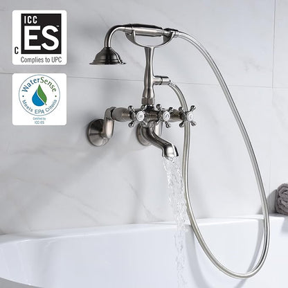 Sumerain Clawfoot Tub Faucet Brushed Nickel, Bathtub Faucet with Shower