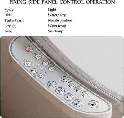 Bidet Toilet Seat, Bidet Seat With Warm Water Wash, Heated Seat, Air Dryer, Soft Close Lid, Night Light, Self Cleaning Nozzle, LED Display, Requires Outlet - Elongated