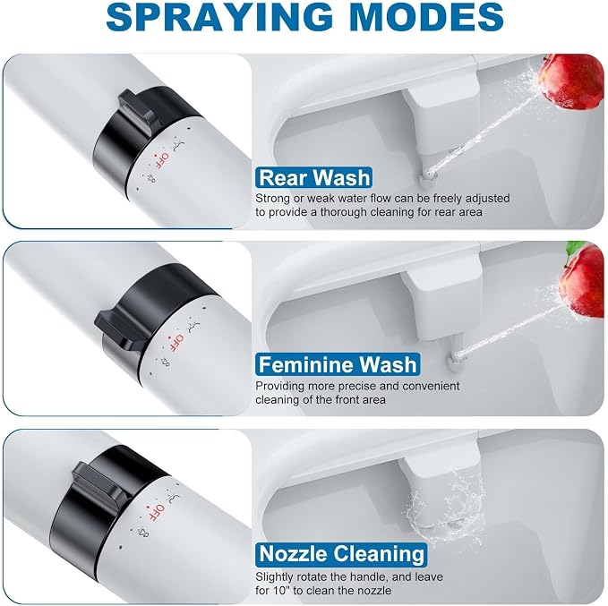 Bidet Attachment for Toilet, Non-Electric Dual Nozzle Bidet Sprayer with Adjustable Water Pressure, Cold Water Toilet Seat Attachment for Feminine and Personal Hygiene