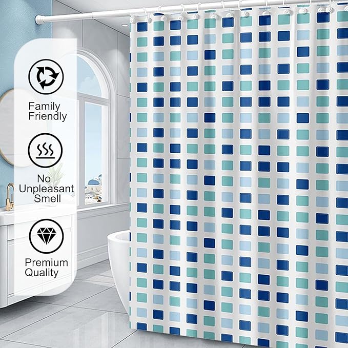 Shower Curtain Liner, 4G PEVA Shower Liner, Plastic Peva Waterproof Shower Curtains, 72x72 inch with Grommet Holes 3 Magnetic Weights