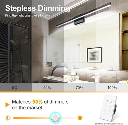 VOLISUN Modern Bathroom Vanity Light 39.4 inch, 24W Dimmable 5CCT Led Bathroom Light Fixture Over Mirror, Black Bar Vanity Light for Bathrooms Mirror Cabinets Bedroom-ETL Certificated