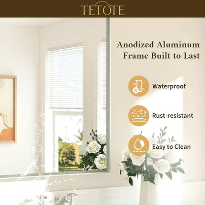 Brushed Nickel Mirror 22" x 30" Rectangle Beveled Frame Bathroom Vanity Mirror for Over Sink Brushed Nickel, Tempered Glass, Stronger Frame, Modern Farmhouse Bedroom, Entryway