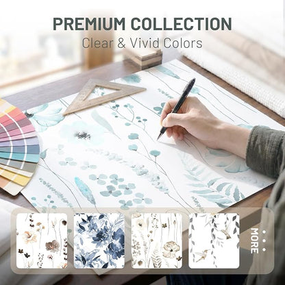 No Hook Floral Shower Curtain with Liner, Seaweed Green, 71x74 | Snap in Liner, 3 in 1, Water Repellent, Easy Install, Machine Washable, Hotel Style for Bathroom, Watercolor Pattern