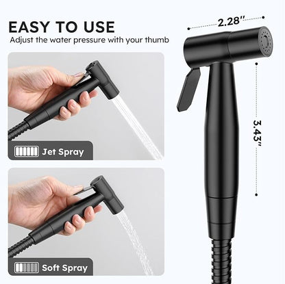 Arofa Handheld Bidet Sprayer, Bidet Attachment for Toilet, Matte Black | Adjustabel Water Pressure, Leak-Free Hose, Fits Two-Piece Toilets, Feminine/Baby/Pet Wash, Cloth Diaper Rinse, Easy Install