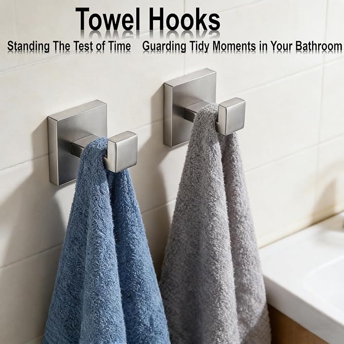 Bathroom Hardware Set 15 Piece Brush Nickel Bathroom Accessories Set SUS304 Towel Bar Set Includes 3 Towel Bar 24 Inch+3 Towel Holder+3 Toilet Paper Holder+6 Towel Hooks (15, Brushed Nickel)