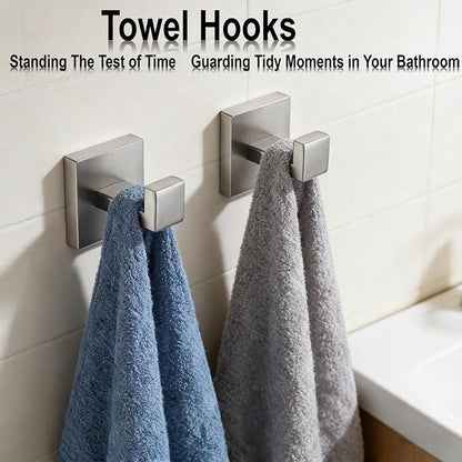 Bathroom Hardware Set 15 Piece Brush Nickel Bathroom Accessories Set SUS304 Towel Bar Set Includes 3 Towel Bar 24 Inch+3 Towel Holder+3 Toilet Paper Holder+6 Towel Hooks (15, Brushed Nickel)