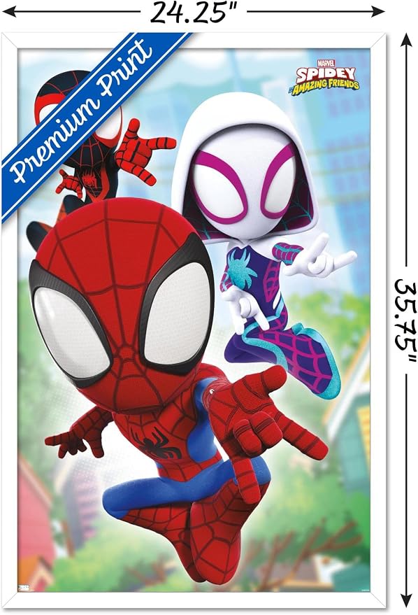 Trends International Marvel Spidey and His Amazing Friends - Webs Wall Poster, 22.37" x 34.00", White Framed Version