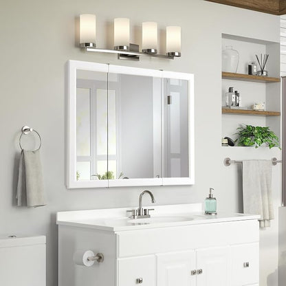Design House Wyndham Tri-View Medicine Cabinet, 36", White | Wall Mount, Transitional, Wood, Bath, 545103-WHT