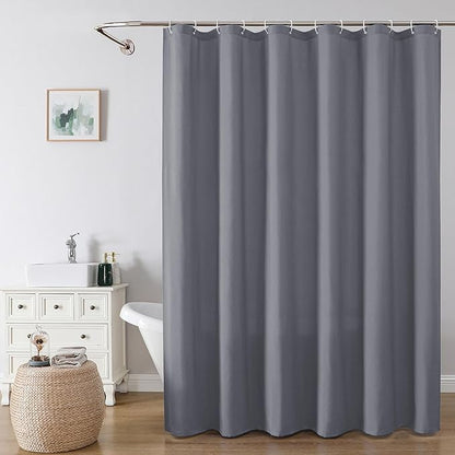 Zora 78 Inch Shower Curtain Set with 12 Plastic Hooks, Plain Fabric Grey Shower Curtain for Bathroom - Long Shower Curtain, Water Resistance, Machine Washable Soft Cloth, 72WX78L, Grey