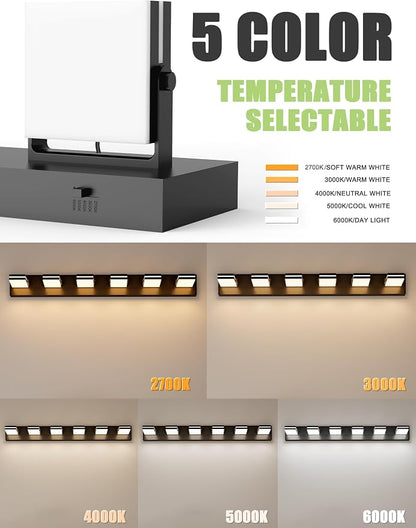 VOLISUN 6 Light Bathroom Vanity Light, 41.8 inch Dimmable Bathroom Light Fixtures Over Mirror, 5 Color Temperatures, 180°Rotatable Head, Black LED Vanity Lights for Bathrooms-ETL Certificated