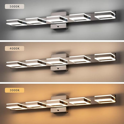 mirrea 32" 5 Light 3CCT LED Chrome Bathroom Vanity Light Fixture | Over Mirror,Bathroom Lighting,3000K/4000K/5000K ,Dimmable,Rust-resistant,Moisture-resistant,Acrylic shade,Wall Mount