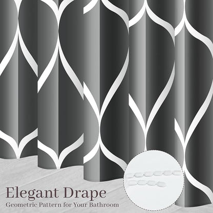Gelbchu Geometric Shower Curtain for Bathroom, Dark Gray, 72x72 Inch | with Hooks, Premium Polyester, Quick Dry, Water Repellent, Machine Washable, Rustproof Grommets, Modern Minimalist
