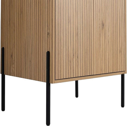 Crownpoint 24 Inch Bathroom Vanity with Sink, Black Sink, Bright Oak Finish, Full Assembly Required, Elegant Bathroom Vanities for Modern Homes