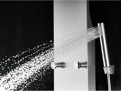Blue Ocean ™ 64.5” Stainless Steel SPS8879 Thermostatic Shower Panel Tower with Rainfall Shower Head, Body Nozzles, and Handheld Shower Head, Shower Column