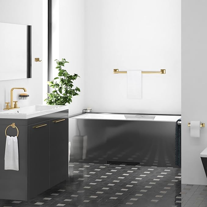 Design House 534636 Millbridge Classic 4-Piece Bathroom Accessory Kit Polished Brass