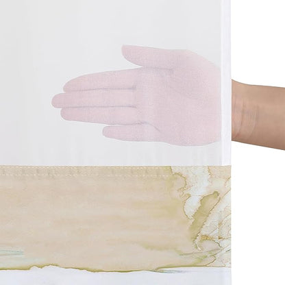 Americanflat 72x75 Hookless Shower Curtain - Water-Resistant Stripe Shower Curtain with Sheer Panel, Snap-In Liner, and Grommets - 100% Polyester - Blush Pink, Black, Sage Green, White, Grey and Cream