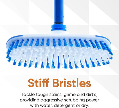 Superio Deck Scrub Brush with Long Handle (54 Inches) Heavy Duty Stiff Bristles Grout Scrubber with Scraper - Cleans Hot Tub, Swimming Pool, Granite Tiles, Bathroom, Patio, Kitchen, Wall and Deck