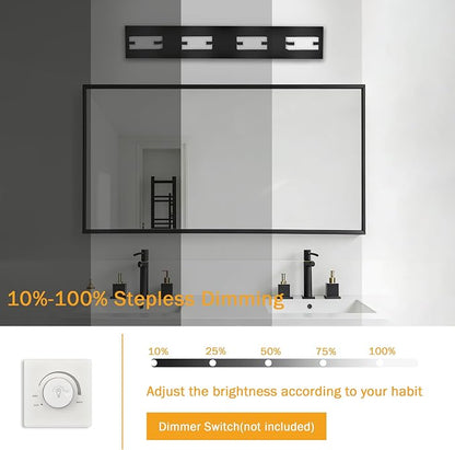 LED Black Bathroom Light Fixtures, 4-Light 27W 5CCT Modern Vanity Lights | NOVELUX LED Black Bathroom Light Fixtures, 4-Light Modern Vanity Lights , ETL Listed, 27W 5CCT Adjustable
