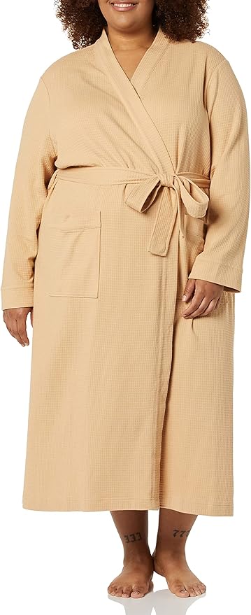 Amazon Essentials Women's Lightweight Waffle Full-Length Bath Robe (Available in Plus Size)