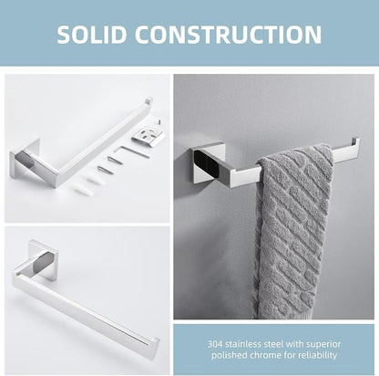Angle Simple Towel Holder for Bathroom, Hand Towel Bar, Polished Chrome | Rustproof SUS304 Stainless Steel, Open Arm Hanger with Clean Modern Style, Use for Kitchen Shower Vanity Sink, Screw Mount