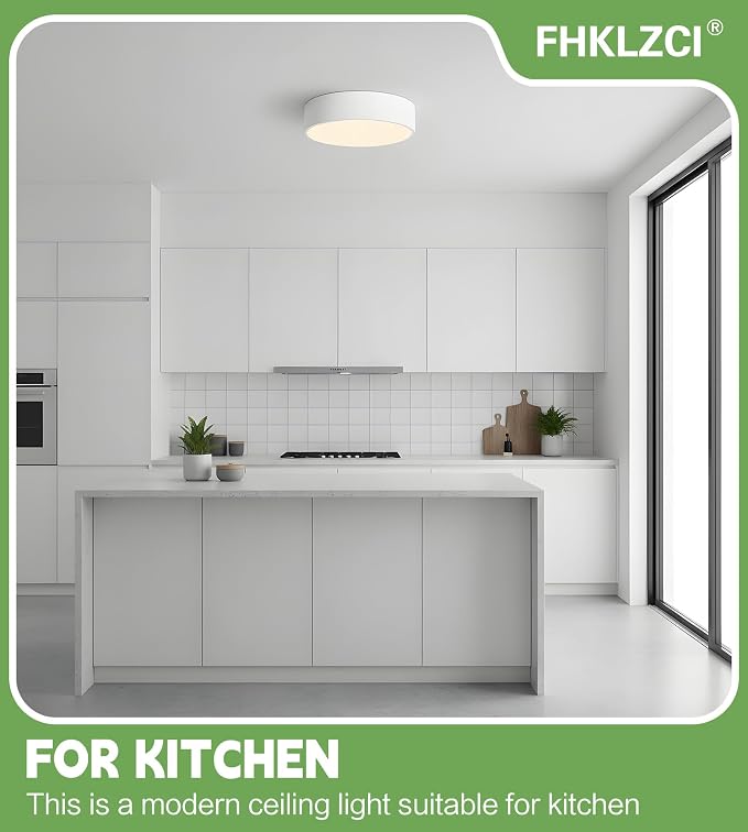 Modern LED Round Flush Mount Ceiling Light Fixture,White,11.81 inch | Dimmable,24Watts,Bright Adjustment,5CCT 3000K/3500K/4000K/5000K/6000K,Matte,Metal,for Kitchen,Bedroom,Bathroom,Hallway,Closet