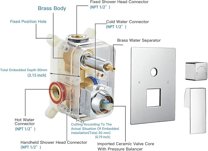Homevacious 10 Inches Bathroom Luxury Rain Mixer Shower Combo Set Wall Mounted Rainfall Shower Head System Polished Chrome Shower Faucet Rough-in Valve Body and Trim Included