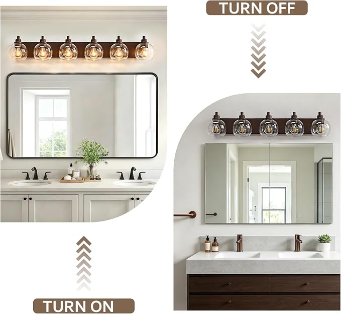 IZORRO Bathroom Light Fixtures, 5-Light Oil Rubbed Bronze Vanity Light, Modern Wall Sconces with Globe Clear Glass Shade, Vanity Lighting Fixtures Over Mirror,E26 Bulb Socket