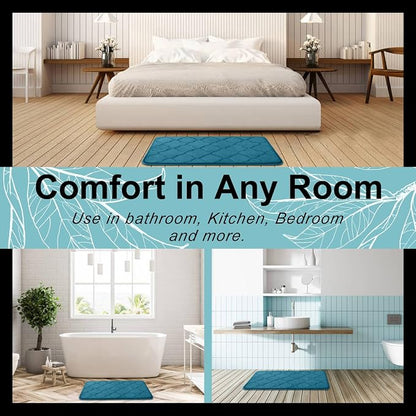 OLANLY Memory Foam Bath Mat Rug 36x24, Ultra Soft and Absorbent Bathroom Rugs, Non-Slip, Comfortable, Machine Washable Bath Carpet for Bathroom Floor, Shower and Home Decor Accessories, Peacock Blue
