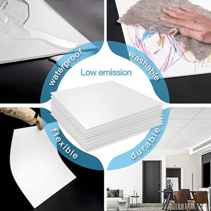 Art3d 24-Pack Smooth Drop Ceiling Tiles, No Sag and Breakage, White | 2 x 2 ft, PVC, Waterproof, Fire-Rated, Reusable, Compatible with Grid System, Perfect for Living Room