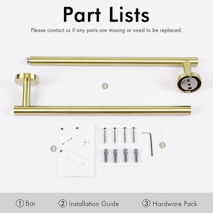KES 25.2 Inches Towel Bar for Bathroom, Hand Towel Holder, Towel Bar Wall Mount, SUS304 Stainless Steel Brushed Gold, Total Length 27.6 Inch, A2000S70B-BZ