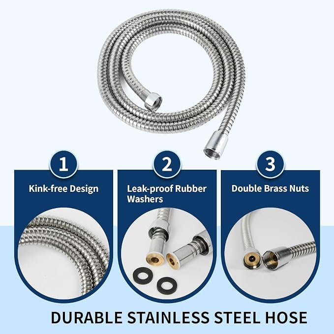 6-Mode Shower Head with Handheld, High Pressure Hand held Shower Head | 3.94 Inch Chrome Handheld Spray with 59 Inch Stainless Steel Hose and Adjustable Showerhead Holder, Tool-free Installation