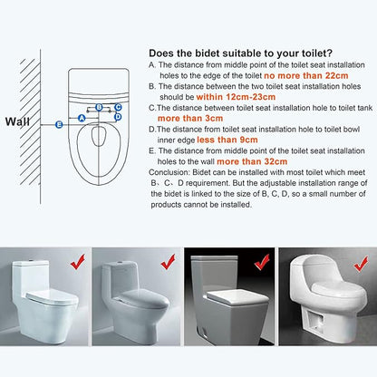 BD158 Ultra-Slim Bidet Attachment for Toilet - Non-Electric Mechanical Bidet Toilet Seat Attachment with Self-Cleaning Nozzle & Adjustable Fresh Water Pressure - Easy DIY Installation, White