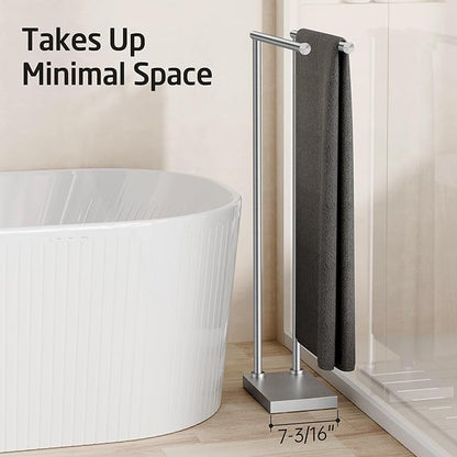 KES Free Standing Towel Racks for Bathroom with 3X Thicker Base, 2-Tier Towel Rack Stand for Bathroom Floor, Upgrade Steady Design, Pro-Grade 18/8 Stainless Steel Brushed Finish, BTH239A-2
