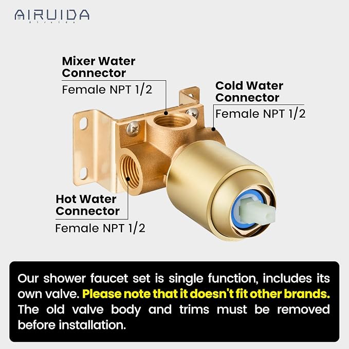 Airuida Brushed Gold Shower Faucet Set,8 Inch Shower Valve Kit