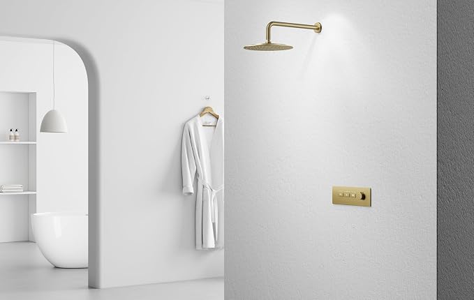VBFF-Shower Head,rain shower head, 10 inch- Round Shower Head, 1.8 GPM Flow Rate, rainfall showerhead,VBFF12 (Brushed Gold)