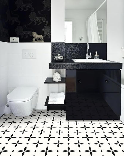 MORCART Peel and Stick Floor Tile Star Waterproof Vinyl Flooring DIY Flooring for Bathroom, Kitchen, Fireplace, Pet House, Stairs, Bedrooms, Wall, Store(40PCS,7.87" x 7.87",White)