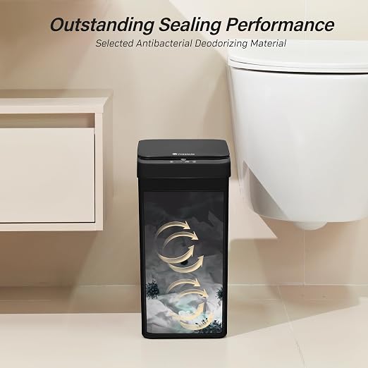 FRESHLIX Motion Sensor Trash Can, 2 Pack 2.6 Gallon Automatic Touchless Garbage Can, Small Smart Trash Can, Slim Waterproof Trash Bin for Bedroom, Bathroom, Office, Living Room, Black