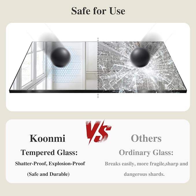 Koonmi Black Rectangle Wall Mirror, 36x55 Inch Bathroom Mirror, Aluminum Frame Vanity Mirror for Entryway, Living Room, Bedroom Bathroom, Hangs Horizontally or Vertically