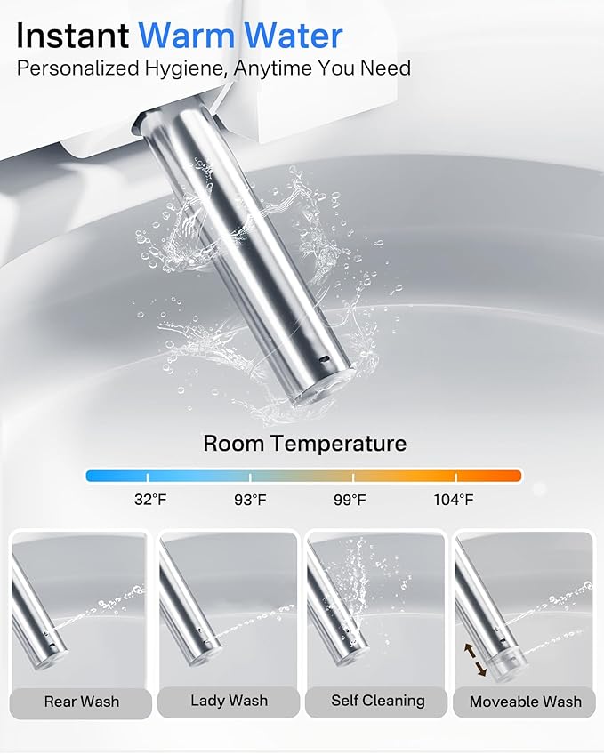 Smart Toilet with Bidet, Bidet Toilet, Modern Smart Toilets, Inteligente Japanese Toilet Seat,Toilet with Bidet Built in, Tankless Electric Toilet With Auto Open/Close Lid, Warm Water, Heated Seat