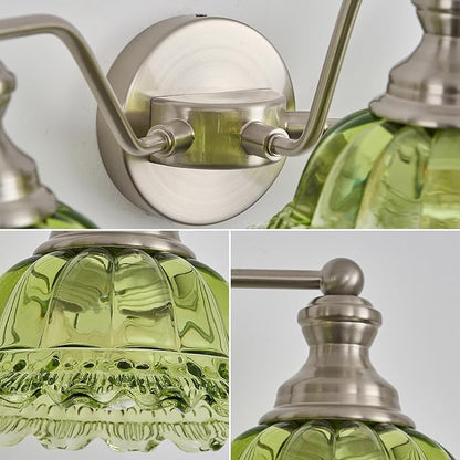 Brushed Nickel Green 3 Light Vanity Light Bathroom Light