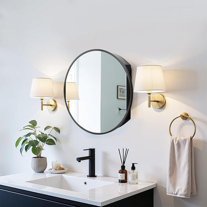 Casaphoria 24" Round Bathroom Medicine Cabinet with Mirror, Metal Frame Wall Medicine Cabinets Mirrors, Wall Mirror Cabinet, Gold