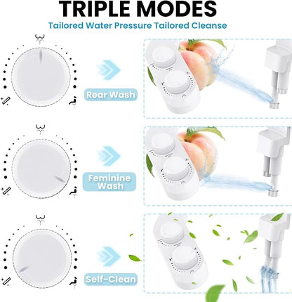 RV Bidet Toilet Seat Attachment Support for SEAFLO, RV Bidet for Camper Toilet, Self/Rear/Front Cleaning, Non-Electric Adjustable Water Pressure, Fresh Water