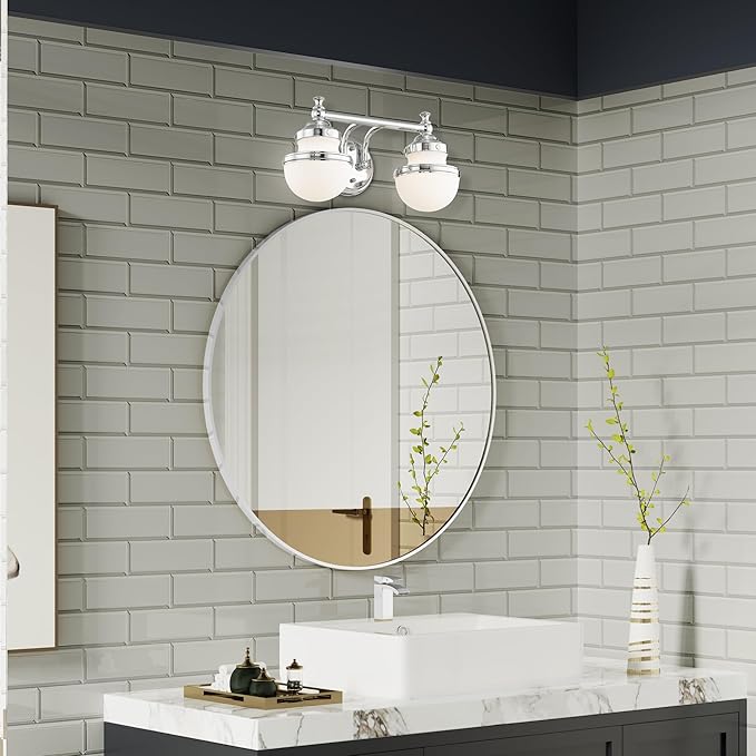 Livex Lighting 5712-05 Transitional Two Light Bath Vanity from Oldwick Collection Finish, Polished Chrome 15 x 7.25 x 8.25