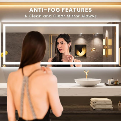 LOAAO 84"X32" LED Bathroom Mirror with Lights, UL Listed | Anti-Fog, Dimmable, 3 Color Temperature, Backlit + Front Lit, Memory Function, Tempered Glass