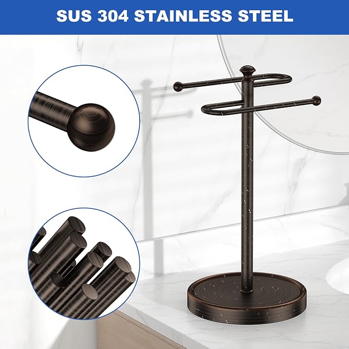 Hand Towel Holder, 304 Stainless Steel Heavy Duty S Shape Hand Towel Stand Free Standing Towel Bar for Bathroom Kitchen Countertop