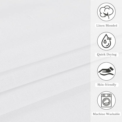 KGORGE Linen Sheer Shower Curtains White for Bathroom Bathtub Decor | Semi-Sheer Waterproof Fabric Lightweight Button Hole Half Privacy Quick Dry Drapes, Hooks Included, W72 x L78